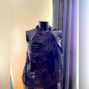 The Limited - Black Ruffle Halter Top- Women’s- 100% Polyester- Size Large #59